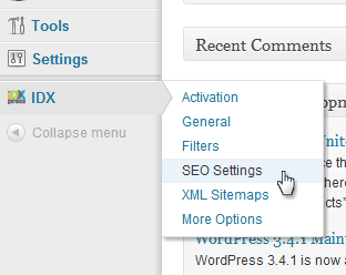 IDX plugin SEO settings